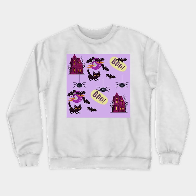 Cute Halloween Themed Pattern Design Crewneck Sweatshirt by AdrianaHolmesArt